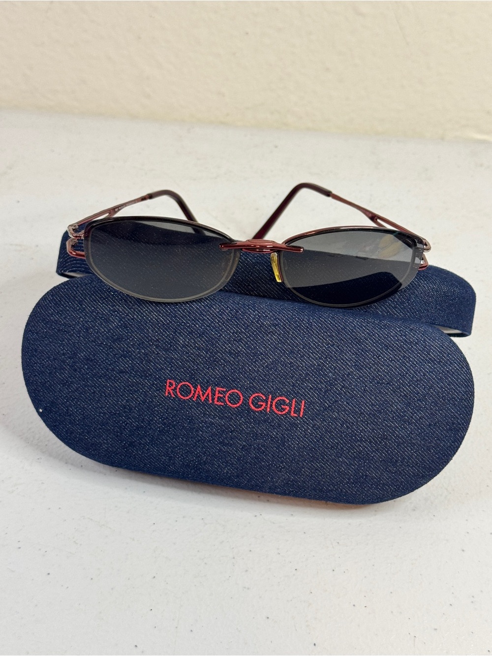 Romeo Gigli Oval glasses and clip on Sunglasses in Burgundy with Black Lenses
